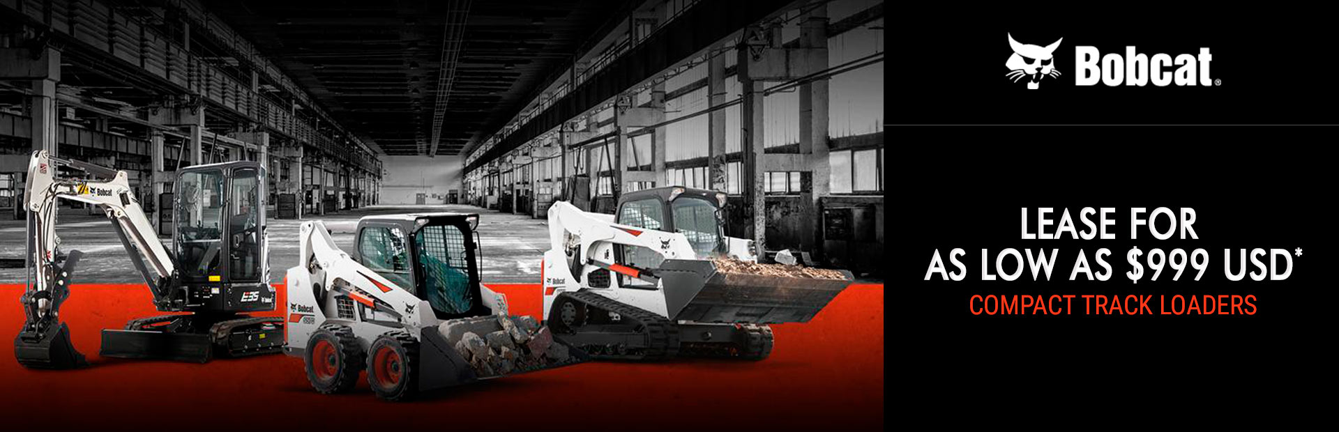 Bobcat: Lease Compact Track Loaders For As Low As $999 USD